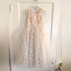 Princess Daliana Jessie Beaded Floral Tulle Flower Girl Dress